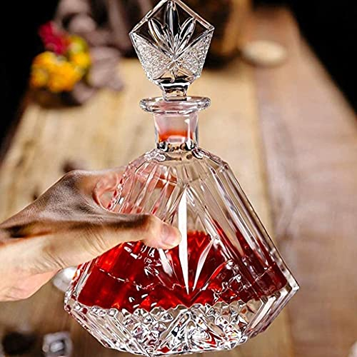 ZCX Dolce Vino Decanter Modello del Diamante Intagliato Senza Piombo di Cristallo di Vetro 600ml Vino Rosso Caraffa Whisky Wine Scotch Wine Decanter Bicchieri da Birra