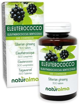 Siberian Ginseng (Eleutherococcus senticosus) Roots Naturalma - 150 g - 300 Tablets - Food Supplement - Natural and Vegan