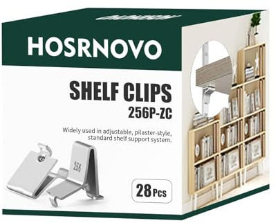 Hosrnovo Shelf Clips, Adjustable Supports Clip for 255 Standard Pilaster, Heavy Duty Metal Shelving Brackets Clips for Kitchen Cabinet Bookcase (Silver 28)