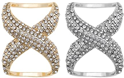 VGOL 2 Stück Schal Schnalle Halstuch Halter Clips X-Form Strass Ring Seidenschal Verschluss Bluse Clip Kleidung Dekoration Zubehör für Damen