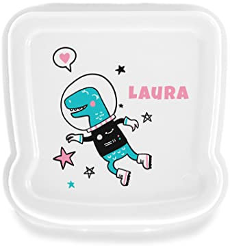 SAQUITOMAGICO Sandwichera Personalizada Infantil con Nombre o Texto – Fiambrera Resistente para Almuerzo y Merienda – Diferentes Diseños a Elegir – Apta para Lavavajillas – Impresión UV Duradera
