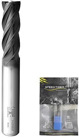 SPEED TIGER Micrograin Carbide Square End Mill - 4 Flute - 8mm 60L (1 Piece, 8mm) - for Drilling Alloy Steels, Hardened Steel, Metal & More – Mill Bits Sets for DIYers & Professionals