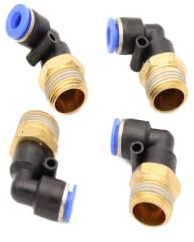 Racor de 90° 3/8 a 6 mm, 4 unidades de conexión de aire comprimido (R 3/8 – 6 mm)