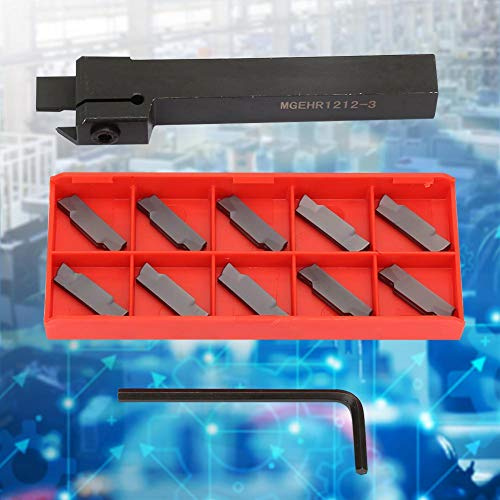 Tool CNC Cutting Turning Inserts,MGEHR1212-3 Lathe Cut Off Grooving Parting Tool Holder with 10pcs Inserts