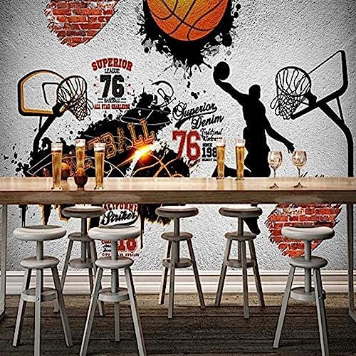 XLMING 3D-Tapete Nostalgische Retro-Basketball-Tapete-430cm×300cm