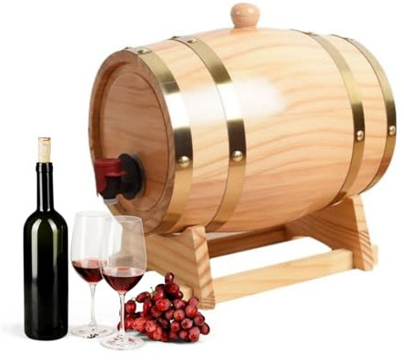 Topyond Pino De Vino, Barril De Bourbon De Madera, Barriles De Envejecimiento De Pino De Vino De Elaboración Propia, Barriles De Cerveza para Bar, Catering, Tienda De Barbacoas Y Amantes del Vino(3L)