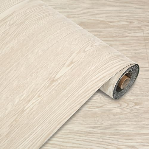 Revêtement de Sol en PVC Aspect Bois, Carreaux Adhésifs pour Sol en Vinyle - Épaisseur 0,15cm - Antidérapant - Imperméable - Panneaux Muraux, 40x300cm - 1,2m²(Bois Beige-Jaune)