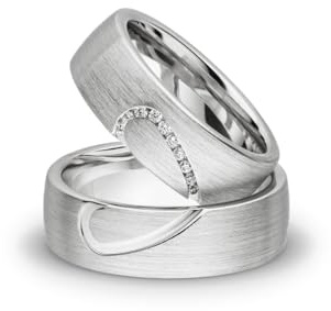 Kolibri Rings Freundschaftsringe Silber 925 Herzmotiv Partnerringe Paarpreis, Set mit Zirkonia Steine | Made in Germany + Gratis Gravur & Etui