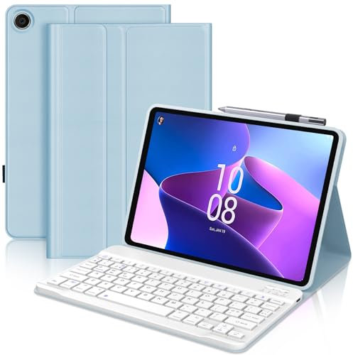 Keyboard Case for Lenovo Tab M10 (3rd Gen) 10.1, Wireless Detachable Bluetooth Keyboard with Protective Cover for Lenovo Tab M10 3rd Gen 10.1 Inch 2022 (TB-328FU/TB-328XU) Tablet, Sky Blue