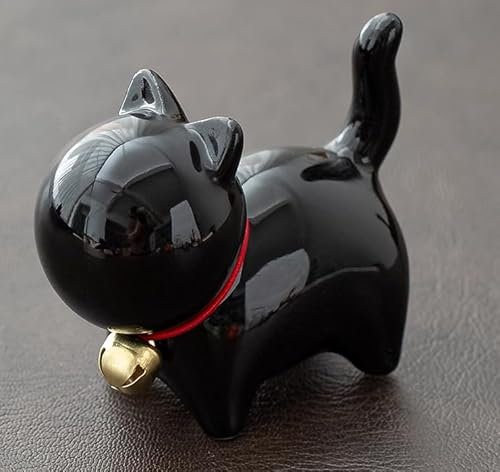 DECRZPB Keramik-Ornament Porzellan Schwarze Katze Tierfigur handgefertigt Skulptur Ornament Kunst Desktop-Dekor Hochzeitsgeschenk