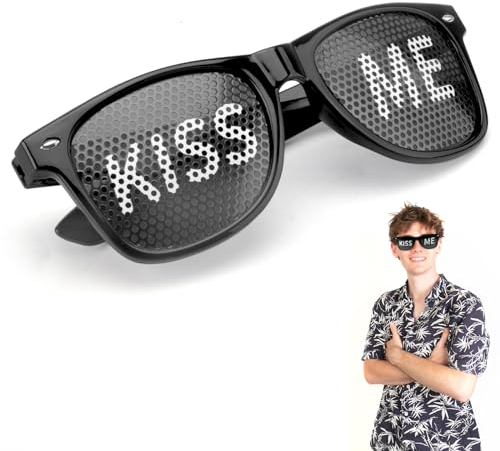 DAKLUNAR Gafas de fiesta motivo KISS ME gafas de sol gafas de fiesta carnaval gafas rave gafas de sol gafas de fiesta carnaval para fiestas, discotecas, Malle y carnaval, atrezzo fotográfico