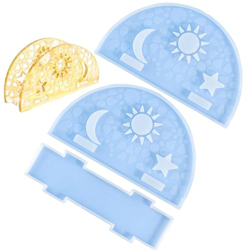 Anulely Serviettenhalterform, Serviettenhalter-Silikonform - Taschentuchhalter Gießharzform,Stern-Mond-Muster-Serviettenhalter, Epoxidformen für Harzguss, Handwerk