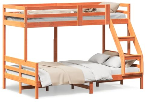 AUUIJKJF Home Items, Etagenbett 80 x 200/120 x 200 cm, gewachst, braun, Massivholz, Kiefernholz, Anzugmöbel
