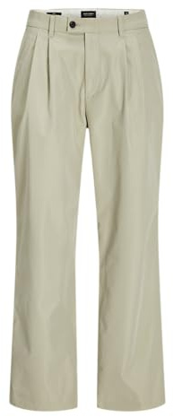Jack & Jones Men's Jpstbill Peyton Wide Pleated Chino, Abbey Stone, 32 W/30 L