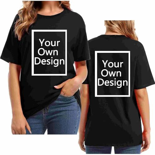 Tshirt Bedrucken Lassen für Damen/Mädchen - T Shirt Selbst Gestalten mit Vorne/hinten Bedruckt, Personalisiert Exklusive Individualisierung Mit Foto Text Logo - Custom das Einzige Geschenk