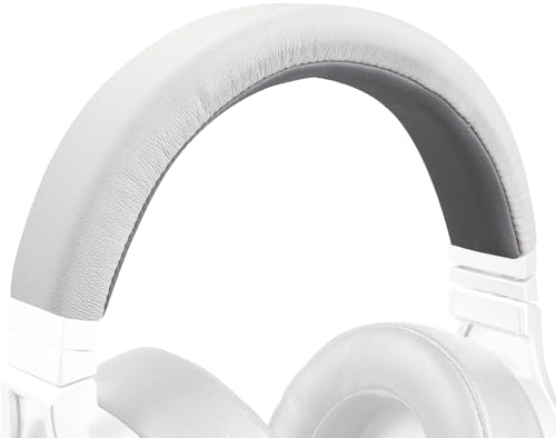SOULWIT Protein Leather Headband Cover for Corsair Virtuoso RGB Wireless XT SE Gaming Headset, Replacement Headstrap Pad Repair Part (White&Grey)