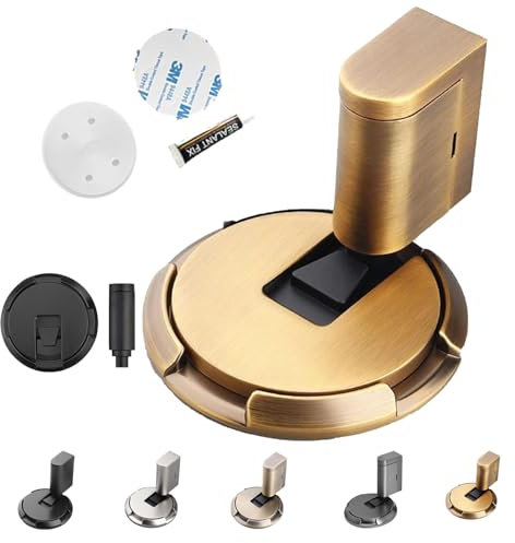 Mechanischer Türstopper, Robuster Mechanischer Bodentürstopper, Türstopper Boden Selbstklebend, Schwer Türhalter Tür Stopper Ohne Bohren mit 3M-Klebeband (Gold)