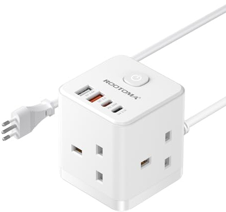 Italy Plug Adapter, PD20W 3 Way Cube Extension Lead, Type L, 1.5M
