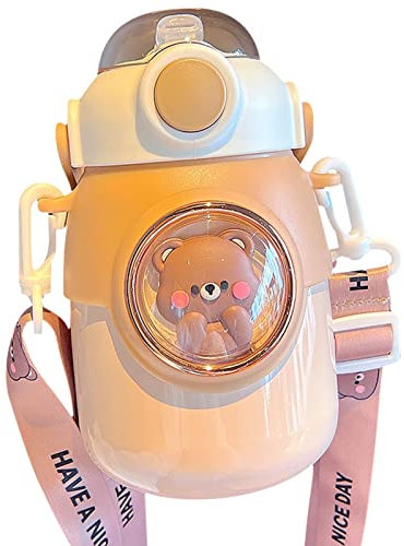 Humdcdy Borraccia termica per bambini, borraccia in acciaio inox con cannuccia, mantiene caldo e freddo, borraccia sportiva ideale per escursioni e ciclismo