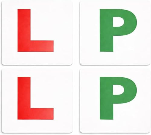 1ABOVE Fully Magnetic P&L Plates for Car – 4 Pack (2 P + 2 L), Strong Magnetic Learner & New Driver Signs, High Visibility, Easy Removable, Won’t Fly Off