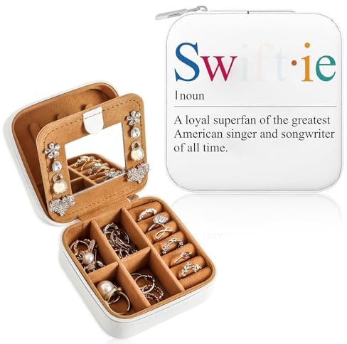 KufaerBeam Cadeau pour les amateurs de musique, délicate boîte à bijoux Taylor avec miroir, un cadeau d'anniversaire passionnant pour les admirateurs de grands chanteurs, rendez hommage à vos sœurs