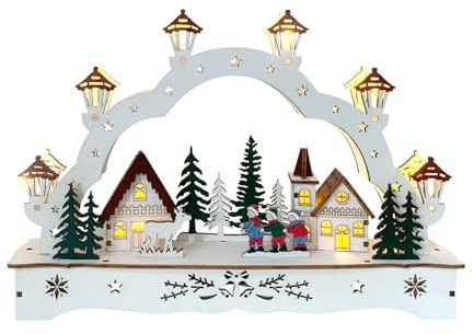 HTI living Leuchtbogen in modernem Weiß Kinder mit REH Schwibbogen Weihnachtsdeko