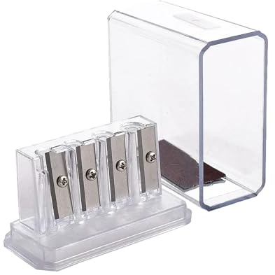 Anspitzer, manueller Anspitzer, Lippenspitzer mit transparenter Abdeckung, tragbar, 4 Löcher, multifunktionales Werkzeug zum Schärfen von Bleistiften