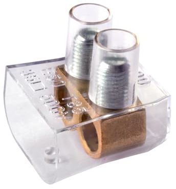 1 Morsetto forbox doppio, bipolare, sezione 2x 25mm² 25mmq, 2 poli, morsetto per cablaggio forbox, campanelle, in policarbonato e ottone, per scatole di derivazione, 500V 101A
