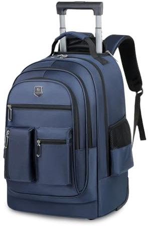 FANDARE Business Trolley Reiserucksack mit Rollen Handgepäck Koffer Groß Rolling 15.6 Zoll Laptop Rucksack Reisetasche mit Rädern Herren Laptoptasche Reisekoffer Aaktenkoffer für Schule Arbeit Blau