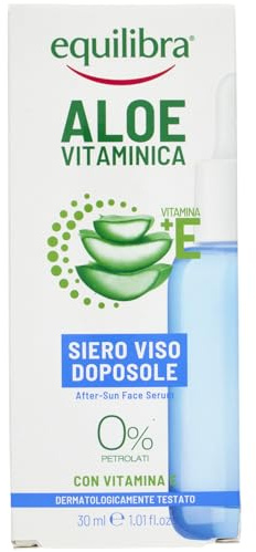 Equilibra, Siero Viso Doposole, 30 ml, con Aloe Vera Equilibra (40%), Vitamina E, Olio di Mandorle Dolci, Siero Gel, Dermatologicamente Testato e Adatto a Pelli Sensibili