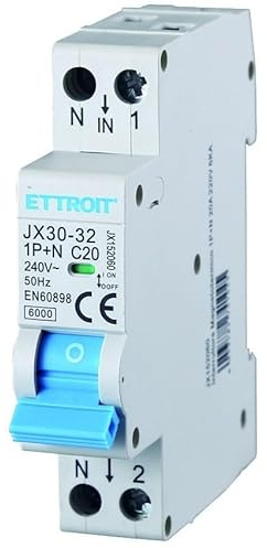 IXTRIMA Interrupteur magnétothermique 1P+N 20A 220V 6KA pour rail DIN - 1 module DIN - Protection des circuits et des installations de sécurité