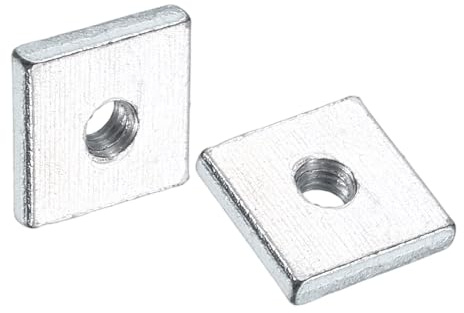 sourcing map 25 tuercas cuadradas M3 x 10 mm x 2 mm, acero al carbono, chapado en zinc, tuercas cuadradas de rosca gruesa para reparaciones del hogar e ingeniería profesional, color plateado