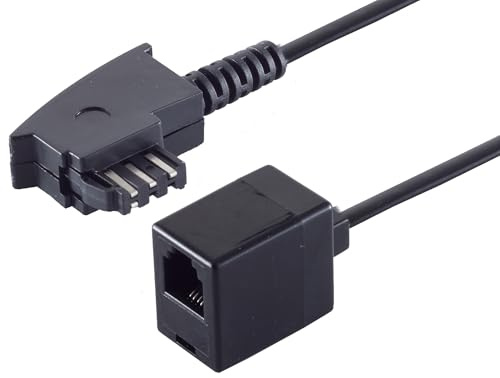 1aTTack.de 1x 0,2m - TAE F Stecker auf RJ11 Buchse 8/4 Telefonadapterkabel Flachkabel Telefonverlängerung