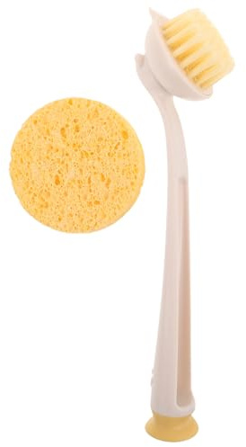 Amosfun 1 Set Long Handle Dish Brush with Replaceable Heads Non Scratch Kitchen Cleaning Tool for Efficient Washing of Pots and Pans Includes Sponge and Brush Heads