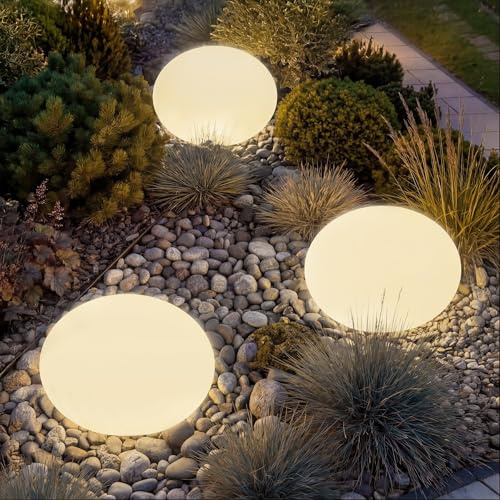 tectake® Esfera Led con Mando y Luz Nocturna Ø 35 x 28,5 cm, Luces Led Habitacion para Decoracion Hogar y Jardin, Luces Terraza, Iluminación Jardin, Lampara Exterior, Decoración Habitación