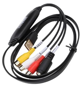 CHEOTIME Tarjeta de grabadora de Video, convertidor USB CVBS S-Video a Adaptador Digital, Enchufe y Reproducir 1080p NTSC PAL para PC VHS VCR