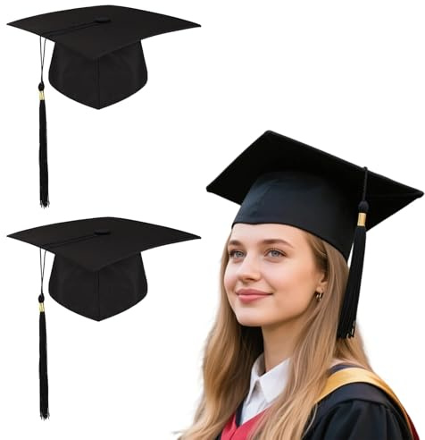 SNBUHA 2 Pcs Bachelor Graduation Cap with Tassel, Adults Graduation Cap, Student Bachelor Hat, Graduate Uniform Accessories, Adjustable, Unisex, Reusable, for High School University Ceremony Party