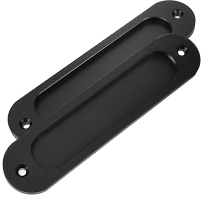 POPETPOP 2piezas Manillas Ocultas Para Puertas Correderas De Armario De Negro Diseño Ergonómico y Ranura De Seguridad Para Uso Cocinas y Almacenes