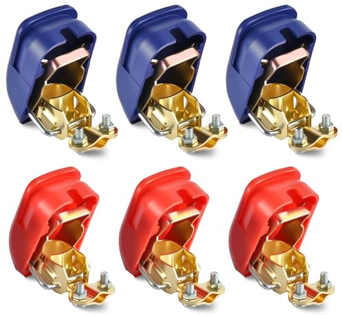 3 Paar Batterie Schnellklemmen, Polklemmen Batterieklemmen Set 12V Batteriepolklemmen Autobatterie Klemmen Schnellverschluss Batterieklemme für Auto Motorrad Truck Boot (Rot Blau)