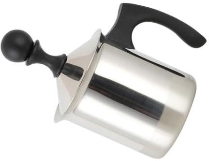 LIFKOME Montalatte Resistente in Acciaio Inossidabile Manuale da 400ml Doppio Filtro e Pompa per Cappuccino e Decorazioni di Caffè