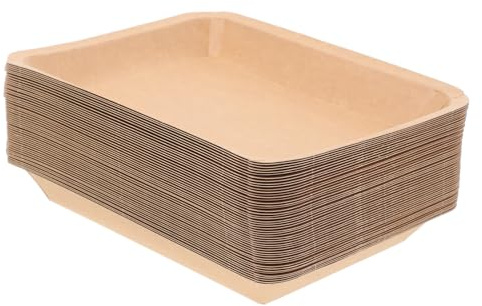 TOPPERFUN 50 Pezzi Vassoi in Carta Usa e Getta per Cibo Stampa Rettangolare in Carta Kraft Resistenti e Facili da Trasportare per Buffet Barbecue e Eventi per Snack e Frutti di Mare
