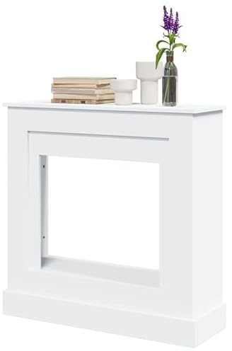 Kaminumrandung Weiß 90x30x90 cm aus Holzwerkstoff - Schützende und dekorative Umrandung für Kamine & Holzöfen - Langlebig und pflegeleicht