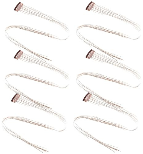 Healeved 6pcs Gold Hair Tinsel Clips for Women Hair Extensions Glitter Strands Sparkling Fairy Pieces Coffee Color Accessory for Party and Daily Use