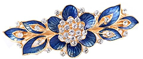 YAZILIND elegante Schmucksachen reizend Blumenart-Gold überzogenes Brauthaar-Zusatz Shinning Rhinestone-Kristallhaar-Barrette für Frauen-Klipp-Haar-Haarnadeln (blau)