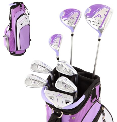 Exakt M3 komplett set för kvinnor, inkluderar förare, Fairway, Hybrid, 7-PW järn, kil, putter, stativväska, 3 H/Cs lila, golfklubbor kvinnor högerhänta, finns i 3 storlekar