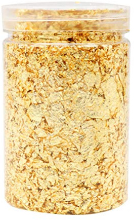 Healifty Blattgold Flocken Nachahmung Gold Metallic Schabin Folie Flocken Blätter Nail Art Paillette für Vergoldung Malerei DIY Handwerk