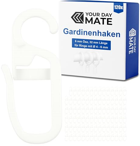 120 x Gardinkrokar, Lämplig för gardinringar med Ø 6mm, Ø 5mm och Ø 4mm öljetter, Fäst på stavar/stolpar, Fästbar hängande krok för badrum och duschdraperi, Hushållstillbehör, Home Accessories