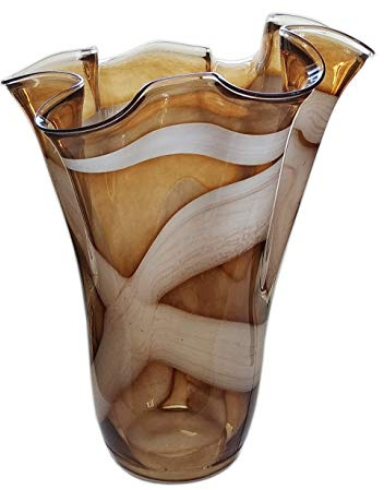 Jozefina Art Factory, handgefertigte, mundgeblasene künstlerische Glasvase, wie Murano-Stil, Wave VASE A51K