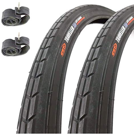 2 Reifen + 2 Schläuche 26 x 1 3/8 (37-590) Traveller, All Season Compound, schwarz, für Citybike, Straße, Trekking, Holland
