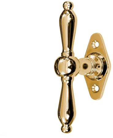 Antikas - Fenstergriff in Messing poliert - Fensterolive, Fensterbeschläge - 11,2x6,2 cm